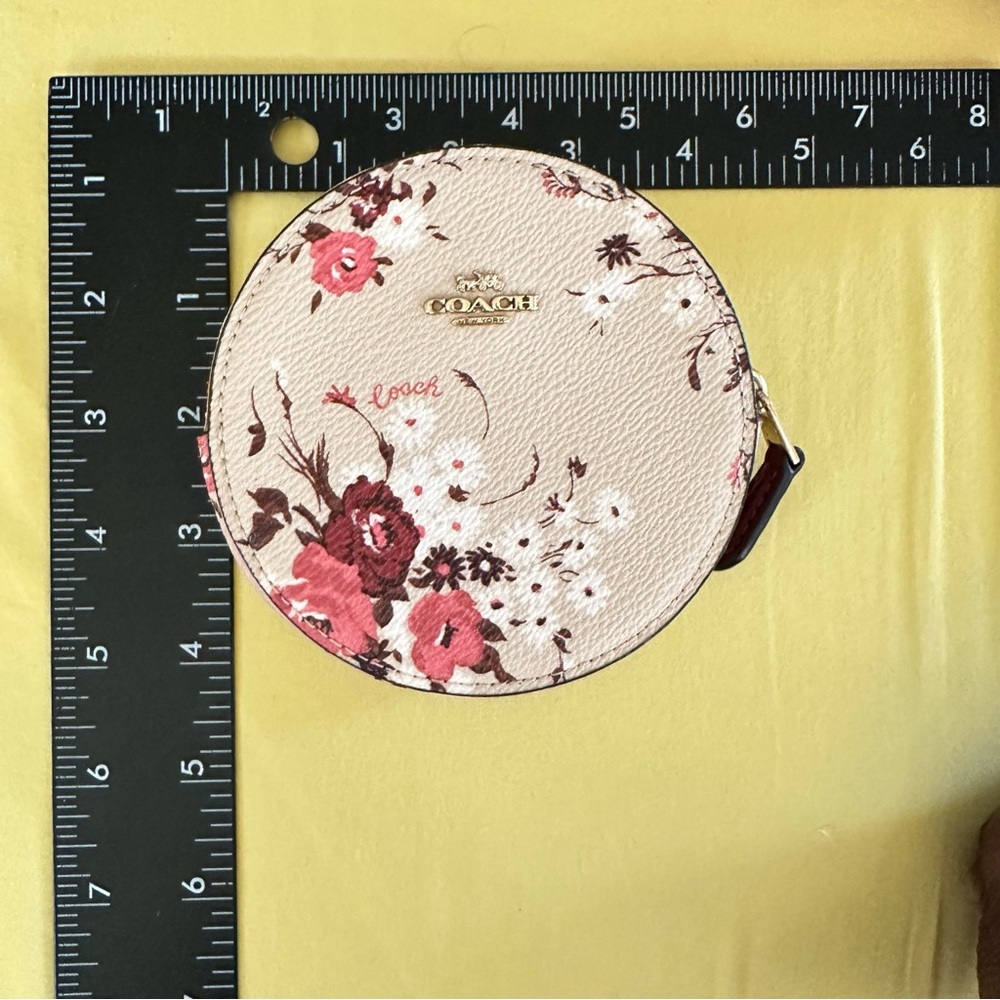 🔵 COACH Round Coin With Floral Bundle Print Case Wallet - Picture 4 of 4